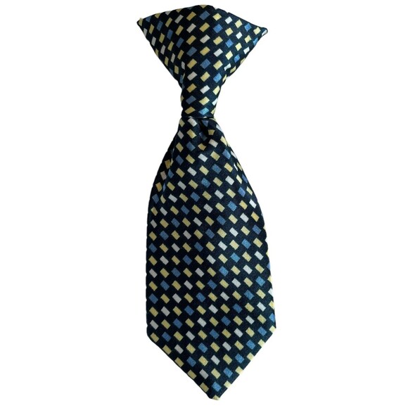 Toddler Boys' Kids' Children's Blue Yellow Pre Tied Clip On Tie - Picture 1 of 3
